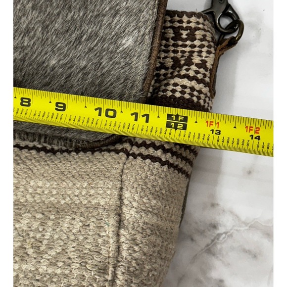 Myra Bag Convertible Crossbody Backpack Cow Hair On Hide Canvas Leather Strap - Picture 11 of 12